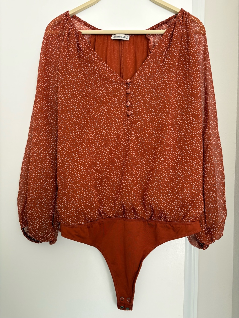 Abercrombie & Fitch Rust Printed Long-Sleeve Bodysuit